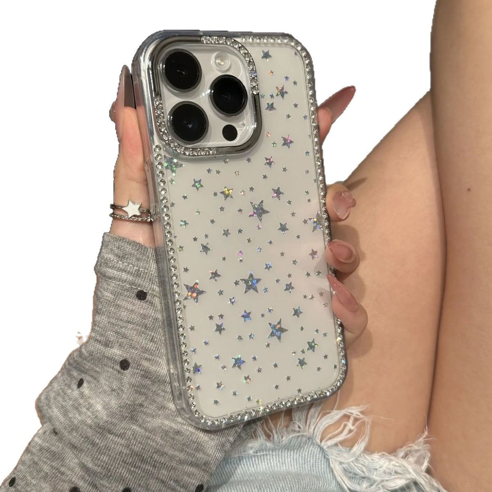 Suitable for iphone17 mobile phone case 16promax diamond protective case 15 apple 13/12 flash diamond star hard case
