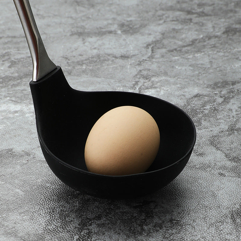 Daoqi 304 stainless steel silicone kitchenware high temperature food grade wooden handle spatula household kitchen fishing spoon