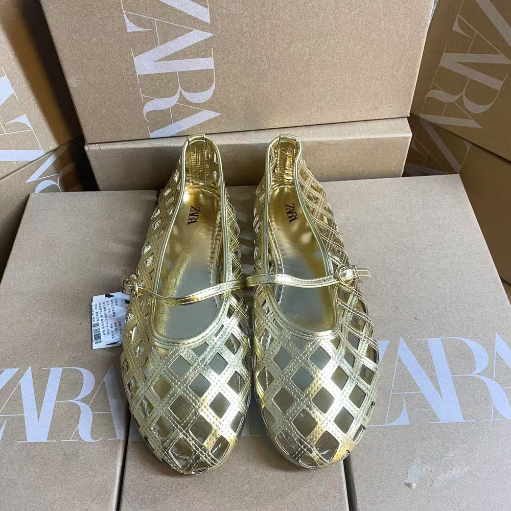 Za2025new arrivalfrenchcut out ballet shoesflats one-word buckleflatsmary jane shoesniche style designflats