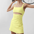 Padded striped sports dress - yoga outfit, summer quick-dry sleeveless running, training & fitness apparel