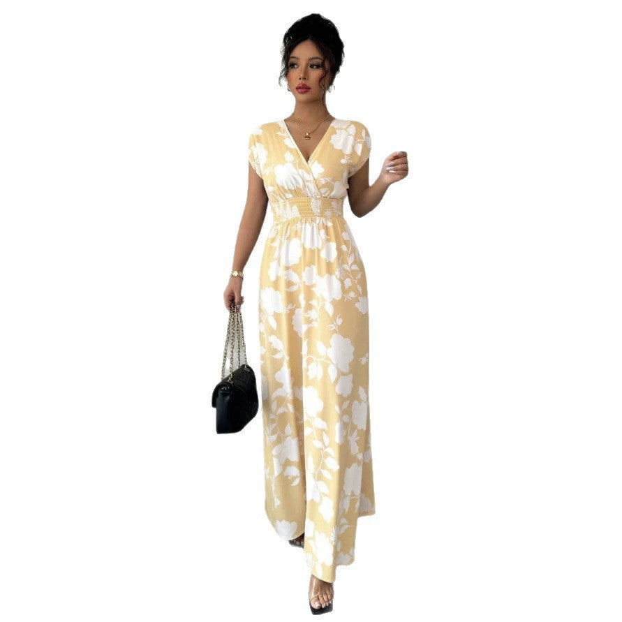 new european and american style french print elegant dress