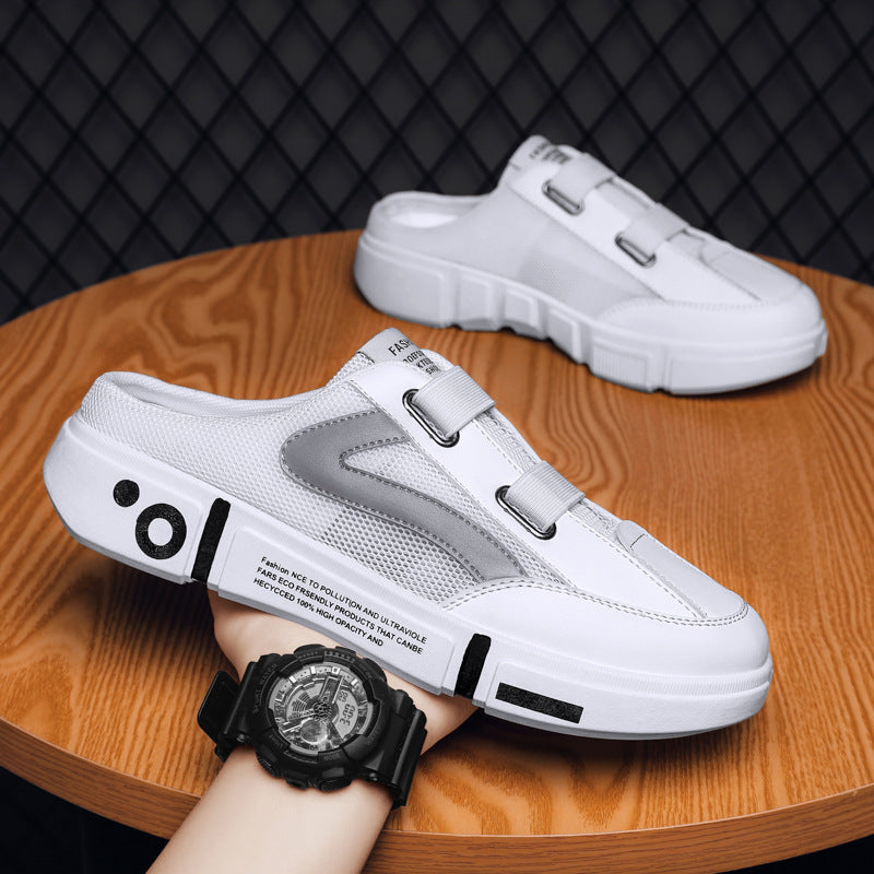 2025 new men's half-slippers: trendy summer backless slip-ons, perfect for casual wear and beach