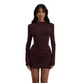 autumn new arrivals: sexy bodycon mini dress - european & american style, solid color, round neck, pleated detail, slim fit, hot girl vibe