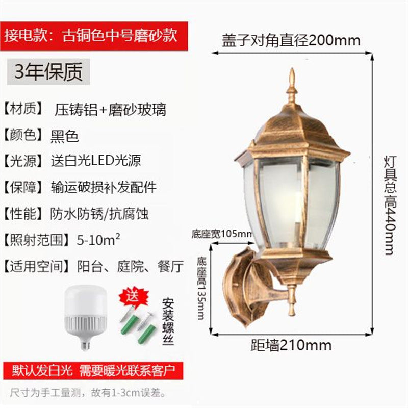 Outdoor wall light waterproof antique courtyard lamp european style outdoor villa pillar wall lamp luxury hexagonal wall sconce - hardwired
