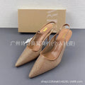 Za new 2024 summer pointed-toe slingback stiletto heel sandals - women's shiny rhinestone open-back fashion single strap sandals