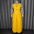 fashion suit lapel jumpsuit silm buttoned polka dot lantern sleeve jumpsuit jumpsuits