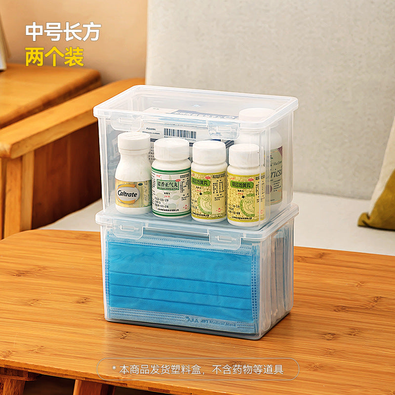 Flip small medicine box Portable with lid Stackable rectangular storage box Transparent storage drug packaging box with lid