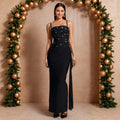 C7775 cross-border  new women's rhinestone-embellished camisole evening gown with ribbon detail, perfect for banquets, hostesses, and bodycon dresses