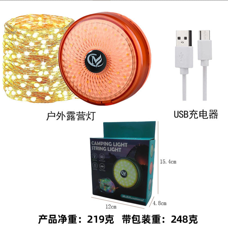 Cross-border multi-functional retro hanging camping light charging outdoor tent colorful charging model super long lighting super bright