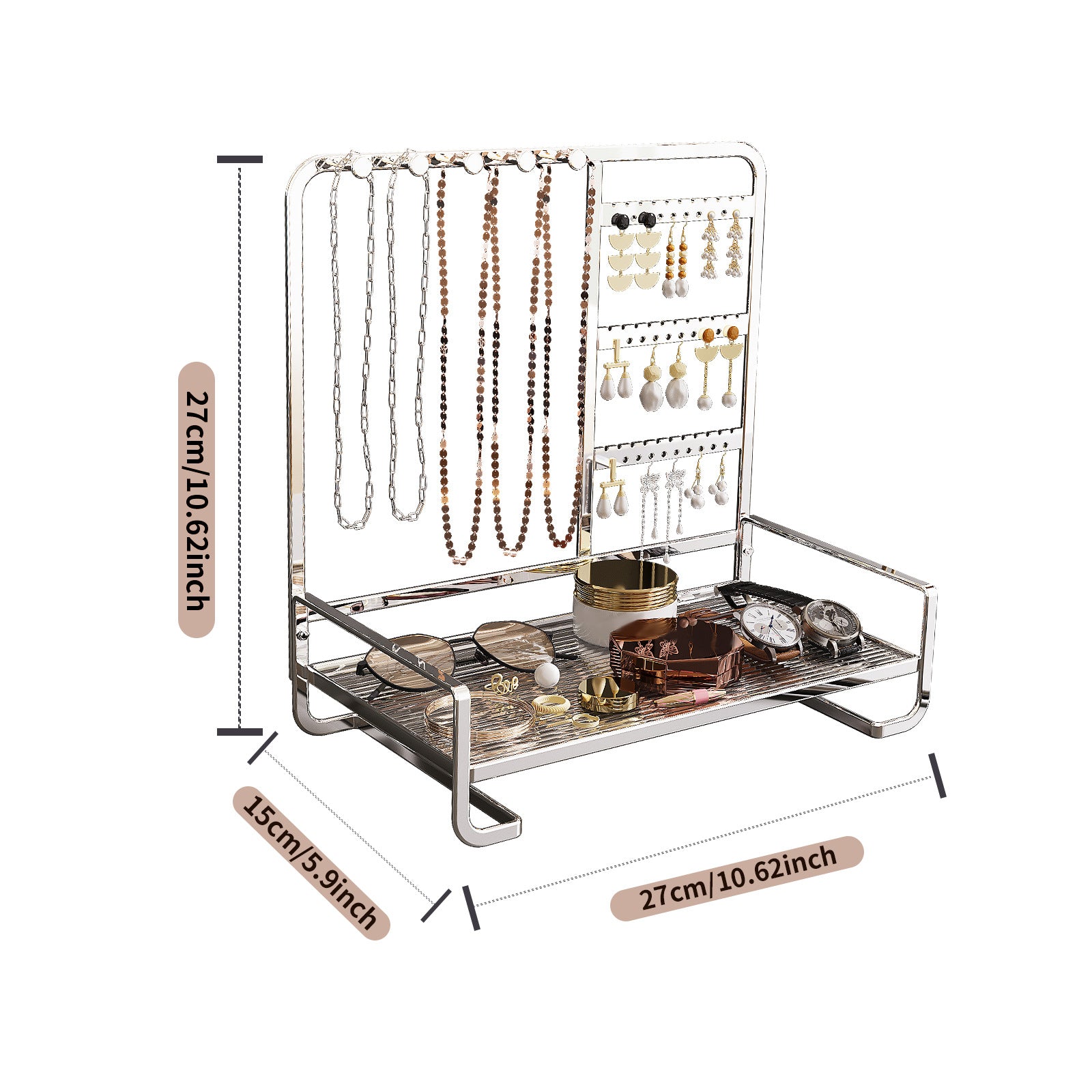 Cross-border jewelry display stand, jewelry storage rack, necklace, bracelet rack, wrought iron ring tray, earrings, earrings, hanger.