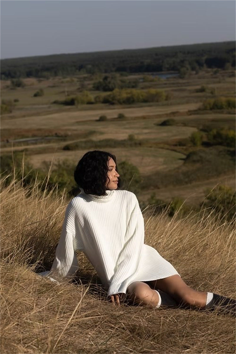 European and American independent station tk autumn and winter sweater lazy style turtleneck loose knitted top