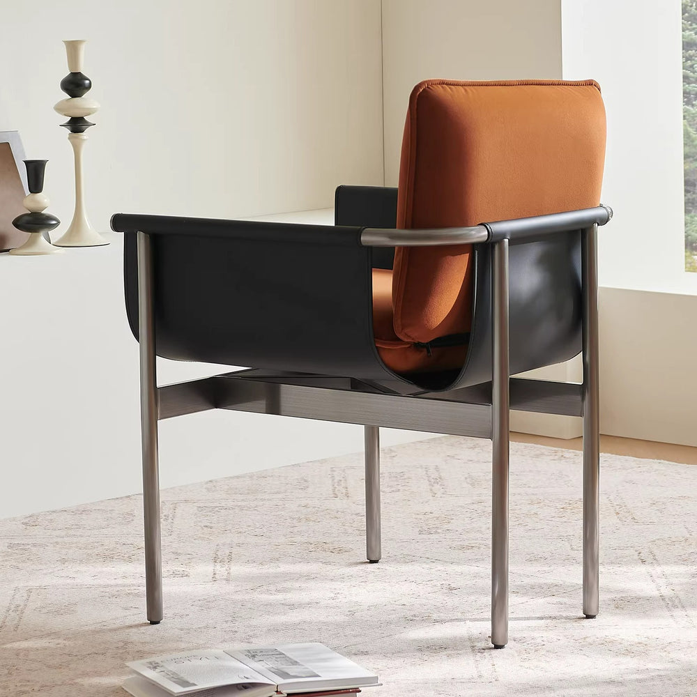 Italian normcore fabric dining chair designer house restaurant saddle leather single chair for home tea room armrest desk chair