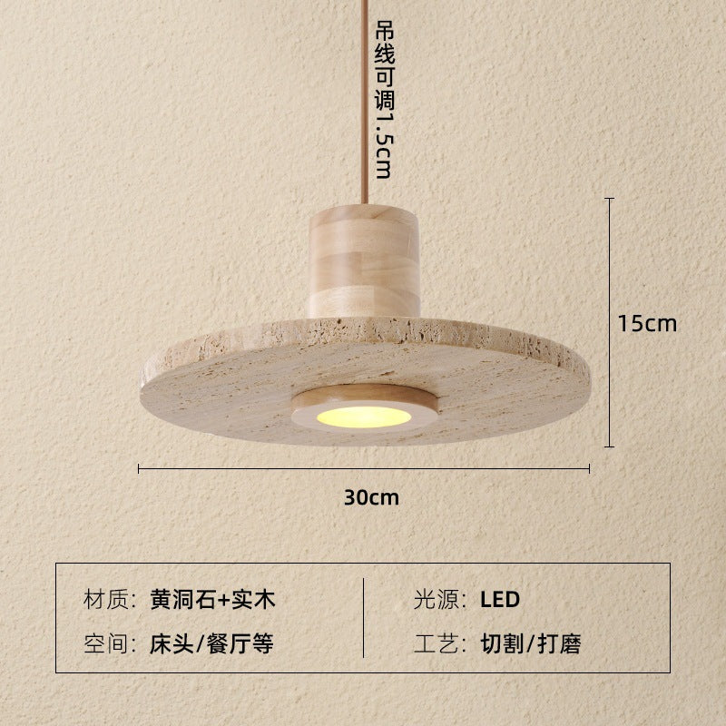 Yellow travertine medieval bedside bedroom chandelier premium sense retro wabi sandy wind American bar counter study restaurant table lamp