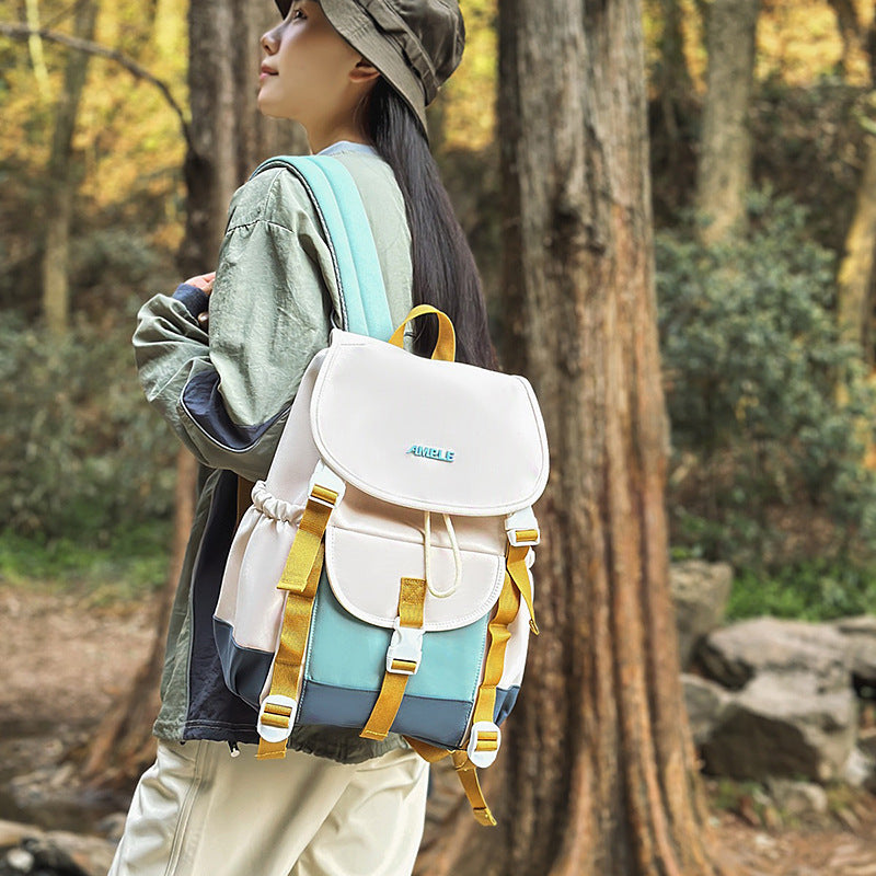 New college style cute girl backpack casual large capacity backpack fashion contrasting color middle school student schoolbag backpack