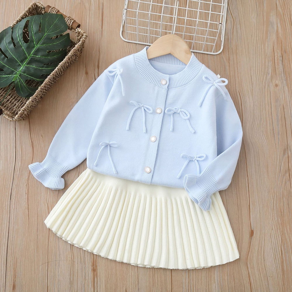 Baby girl's autumn jacket, new autumn cardigan, stylish girls' two-piece set, children's sweater outfit