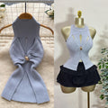 Accessible luxury thousand gold style classy sleeveless knitting vest women's summer metal twist design chic hot girl tops trendy