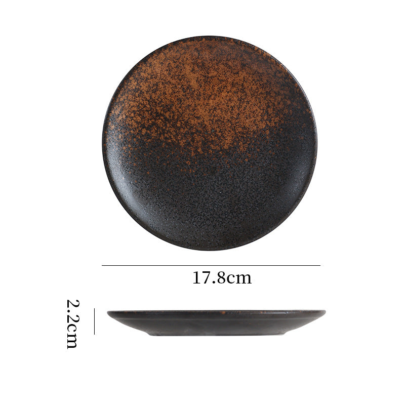Japanese-style ceramic dinner plates - shallow plates, flat plates, western dinnerware, high-end hotel tableware, steak plates, retro & stylish serving dishes