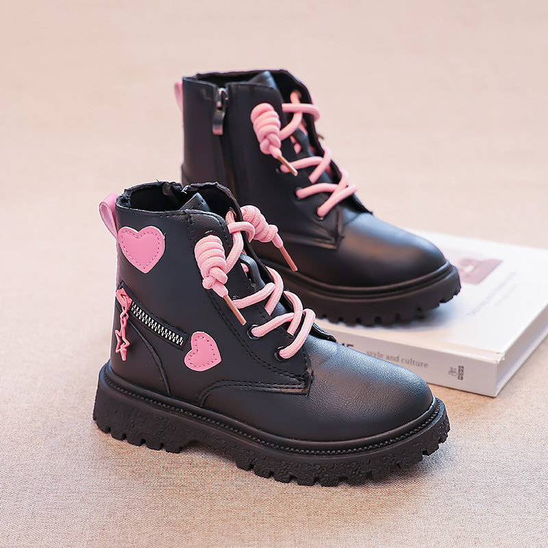 Children's Martin Boots Girls' Boots Princess Leather Boots Spring and Autumn Non-slip Single Boots with Skirts Little Girls Boots Foreign Trade