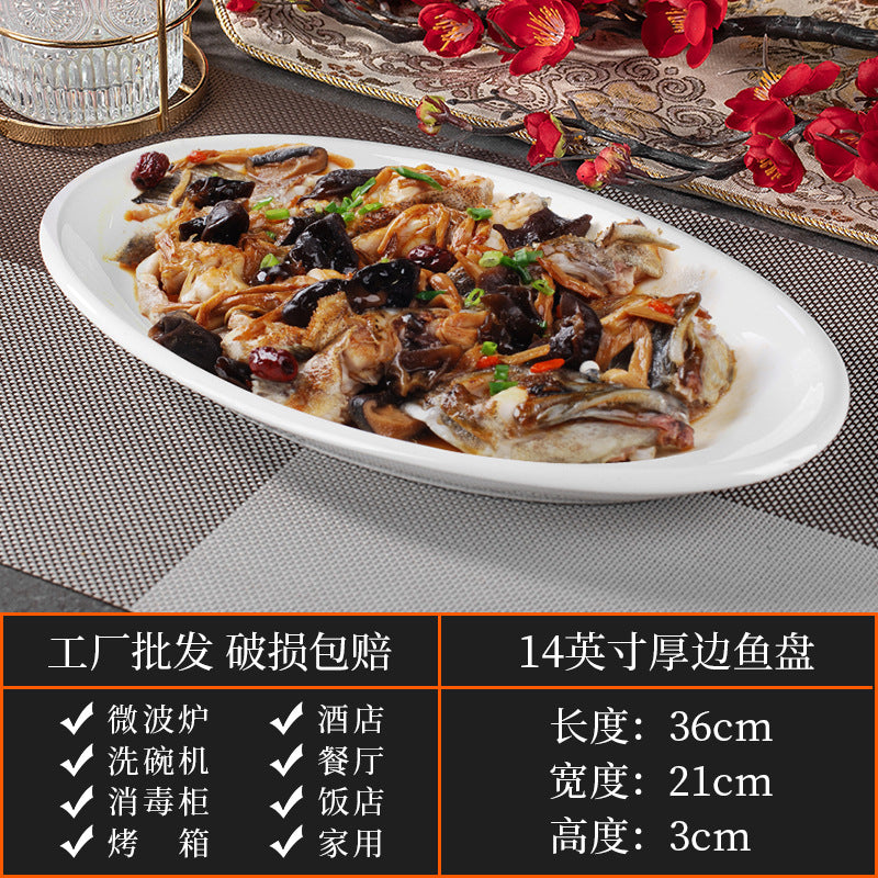 High-end ceramic pure cabbage plate, special-shaped asymmetrical cold dish plate, stir-fry plate, tableware for restaurants and hotels