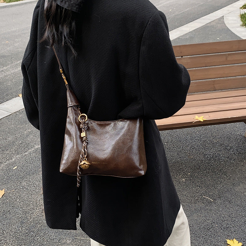 Retro hand bag women's 2025 new autumn fashion soft leather dumpling bag high-grade texture shoulder messenger bag