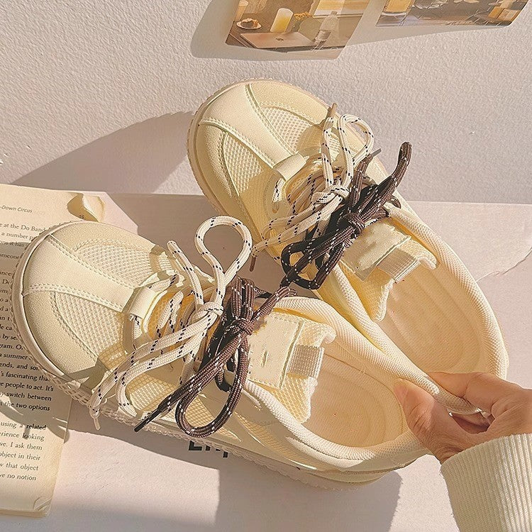 Summer women's bread shoes breathable mesh platform sneakers white shoes versatile with skirts athletic board shoes