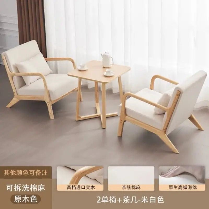 Balcony tea table and chair combination small apartment one table and two chairs household solid wood simple three-piece set reading and drinking tea cp