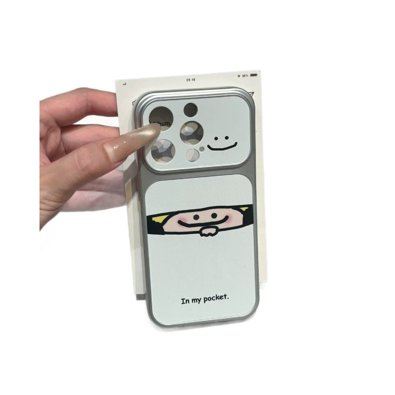 Suitable for apple 17promax soft shell bag smiley face couple cartoon simple english iphone18 anti-fall mobile phone case
