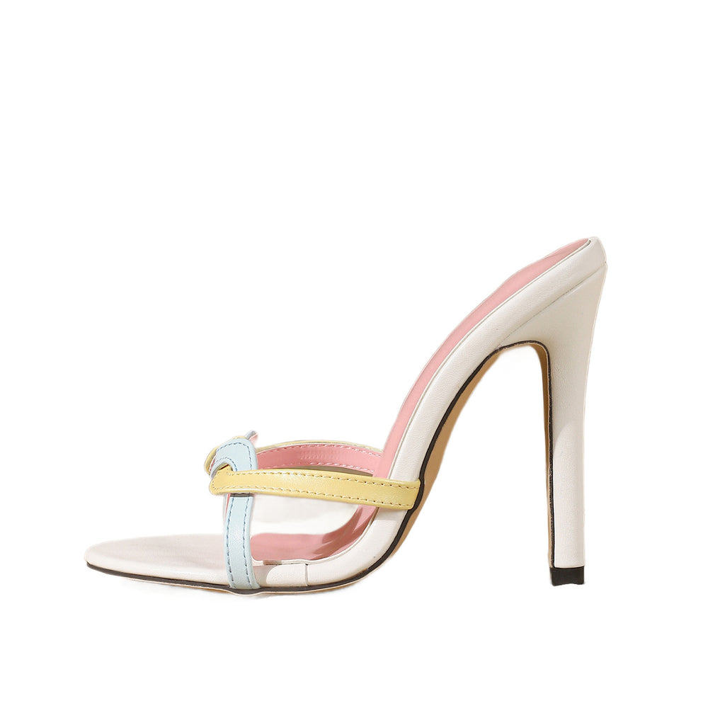 2026 new european and american style stiletto heel slippers - women's summer open toe criss-cross strap fashionable minimalist beach sandals