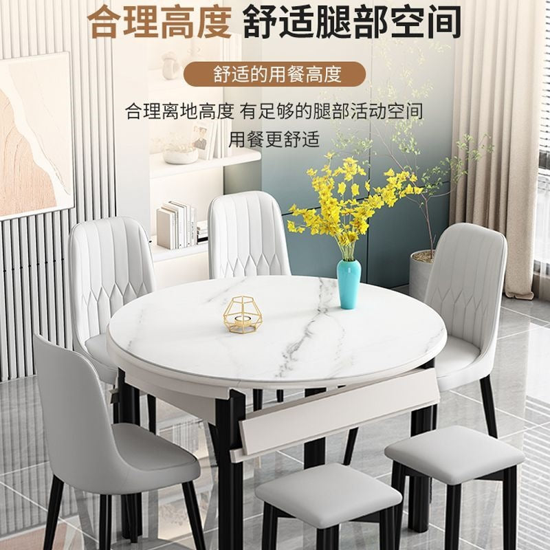 Tempered glass dining table - modern minimalist, light luxury design for small spaces. available in round or square, extendable and convertible. solid wood frame