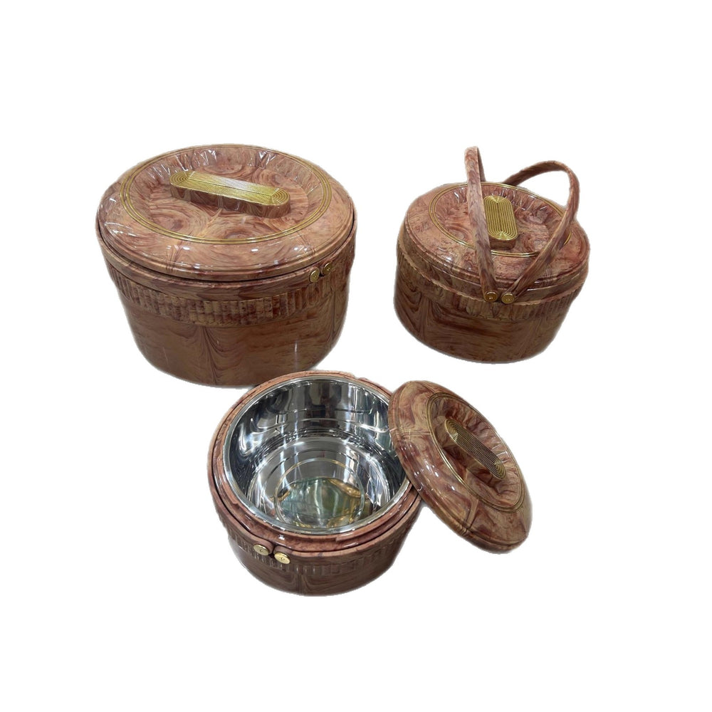 3pcs wood grain round thermal insulation box 780#2.5l-5l-8l