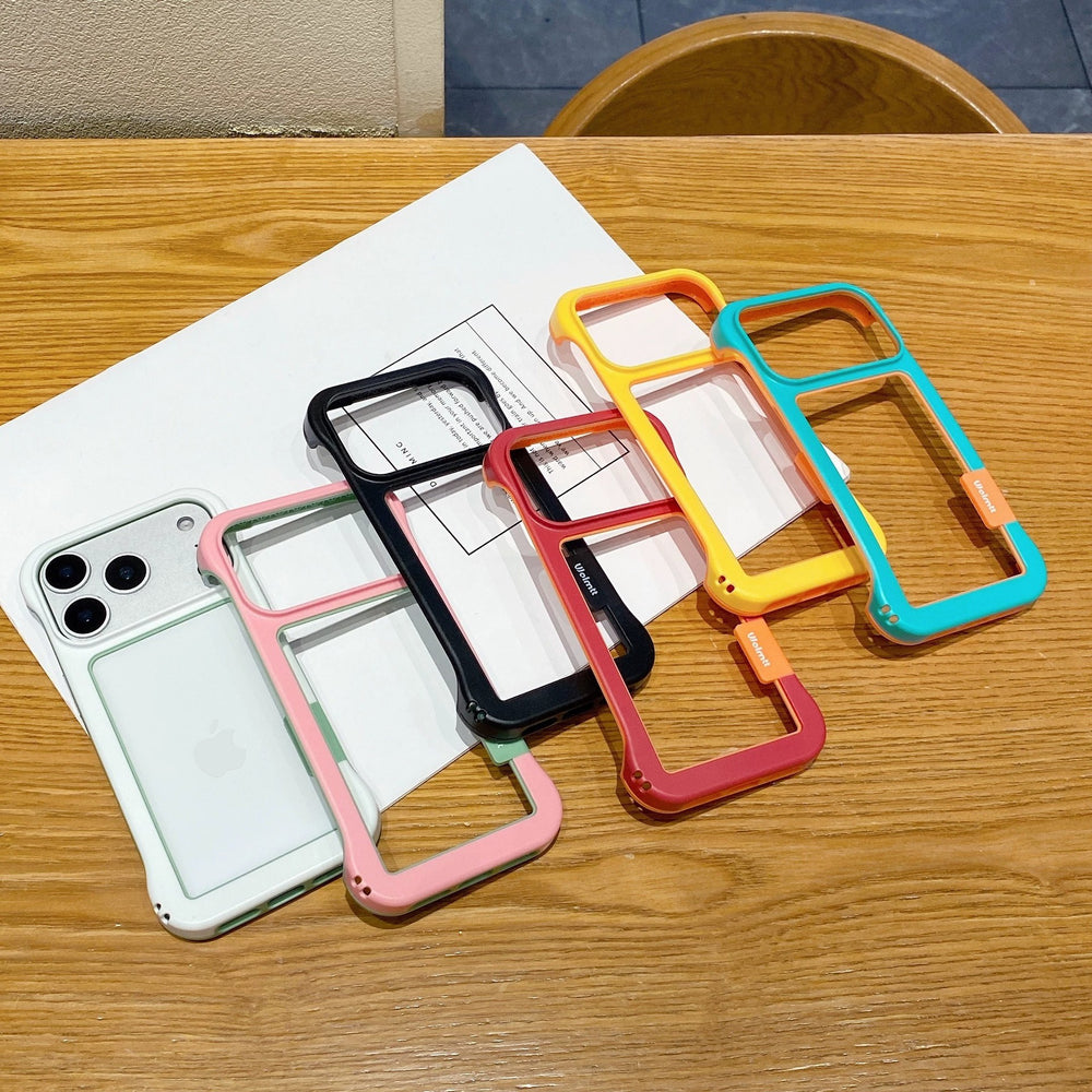 Macaron hollow borderless phone case for iphone 16, soft shell apple 17, heat dissipation anti-drop protective cover 13