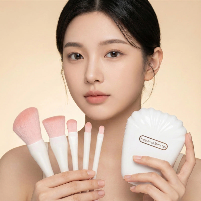 shell mirror brush 5-piece set of brushes portable brush bag multi-functional makeup brush beauty personal care tools makeup brush