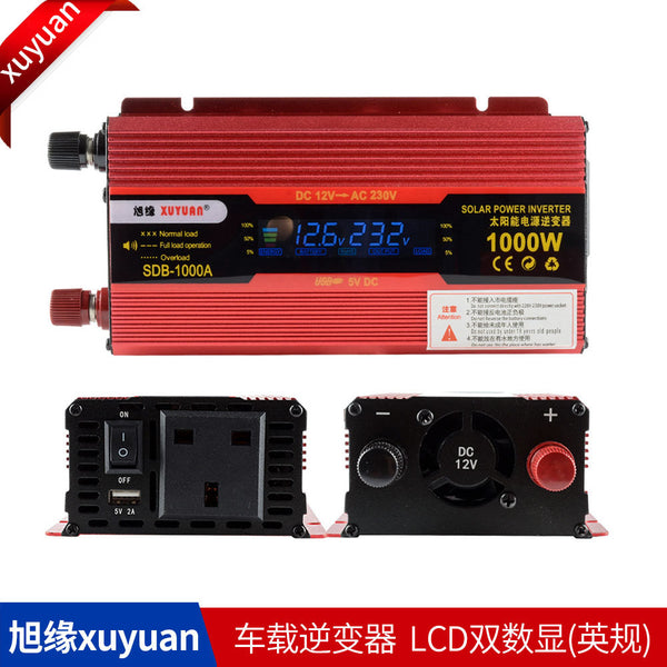 Xuyuan xuyuan car inverter 12v/24 dual voltage to 220v with display screen to power converter British standard