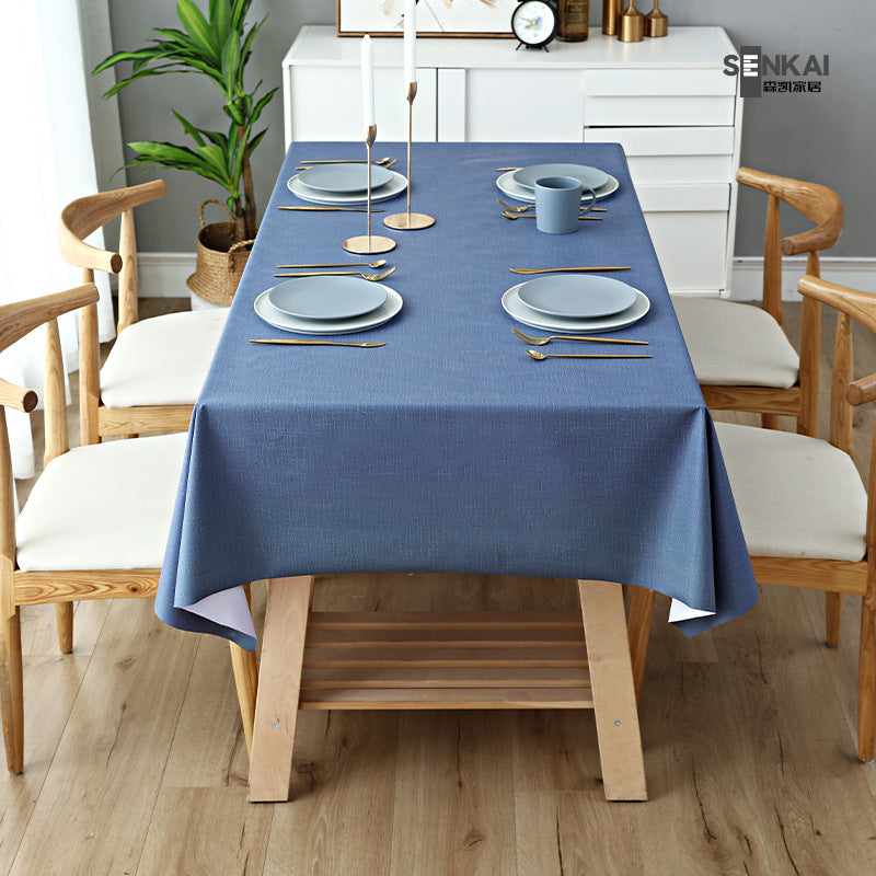 Solid color dining table tablecloth waterproof and oil-proof modern simple PVC tablecloth, leave-in coffee table table countertop cover wholesale