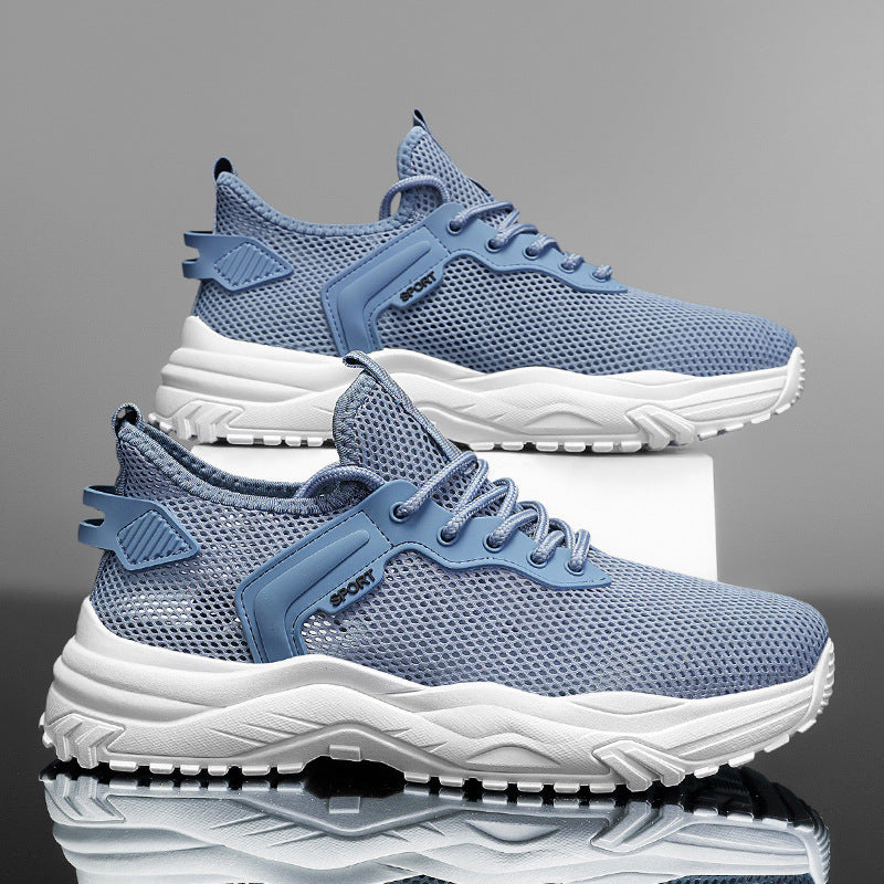 2025 new winter breathable men's shoes - lightweight, thin mesh sneakers with hollowed-out design - white student athletic shoes for men