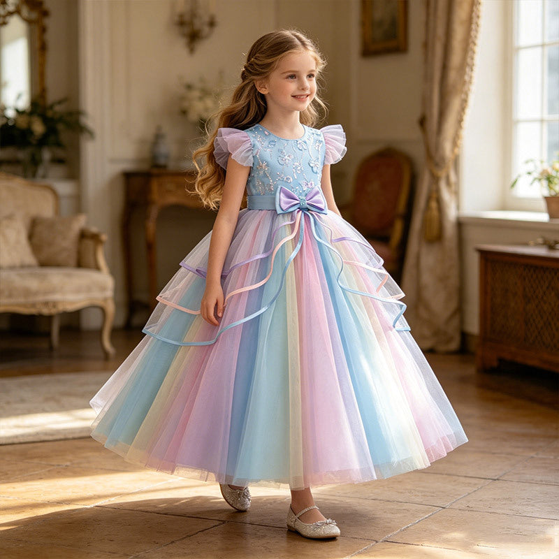 Amazon kids' formal dresses, tulle flower girl dresses, wedding dresses, hostess dresses, runway dresses, color gradient princess dresses - in stock & wholesale
