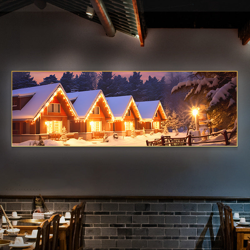 Farmyard Northeast Snow Scene Decorative Painting Rural Folk Scenery Wall Painting Iron Pot Stew Restaurant Light Box Hotel Hanging Painting