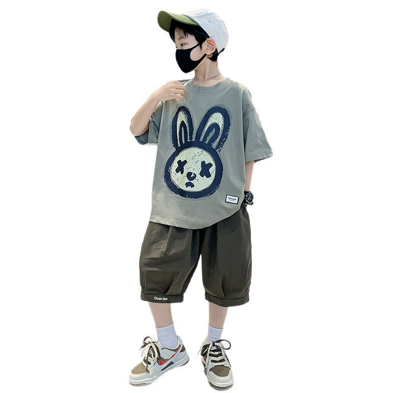Boys' short-sleeve t-shirt and shorts set - summer  new collection - trendy summer clothing for older boys - kids' summer outfits - children's tops
