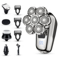 Magnetic 7-blade head shaver - digital display, adjustable speed, electric razor, full body washable