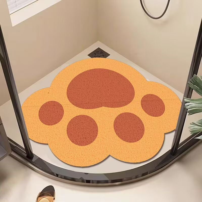 Cartoon cat paw bathroom non-slip mat - hollow silk loop rug for bathroom, shower, and bathrooms - anti-slip shower mat