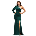 C7268 cross-border   fashion women's sexy off-shoulder rhinestone high-end textured dress