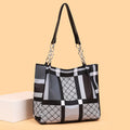 2025 new women's large capacity tote bag - stylish and versatile shoulder bag - color block minimalist design - mommy bag