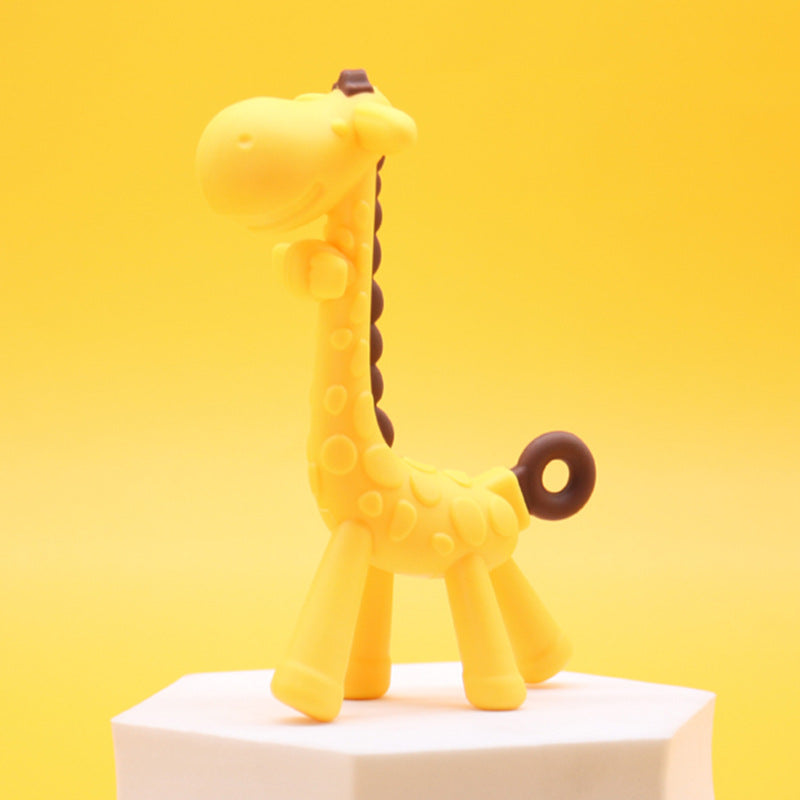 Baby molar stick food grade silicone bite music 6 months teething period baby soothing bite glue giraffe toothpaste