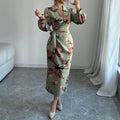 european and american women's clothing spring/summer hot seller: fashionable casual style plant print long maxi dress - a-line skirt