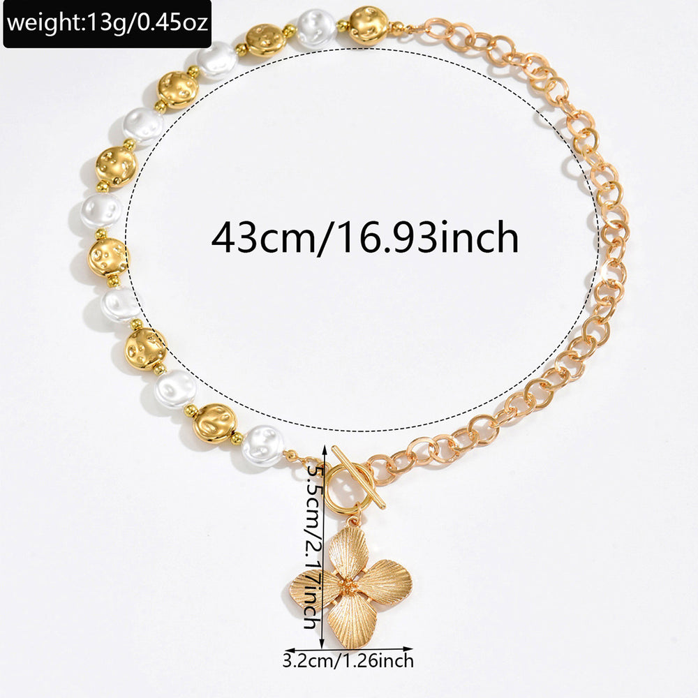 fashionaccessible luxury style imitation pearl flower pendant necklace niche stylish exaggerated sense of design ot clavicle chain
