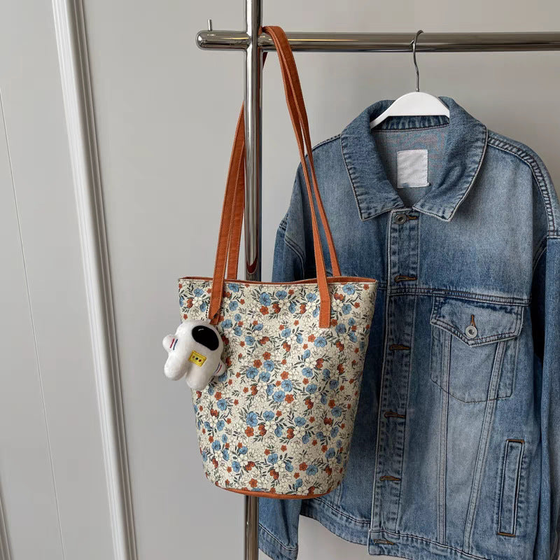 Design floral shoulder bag for women 2024new arrival high-looking canvas bag easiest for matchretro large capacity tote lazy style
