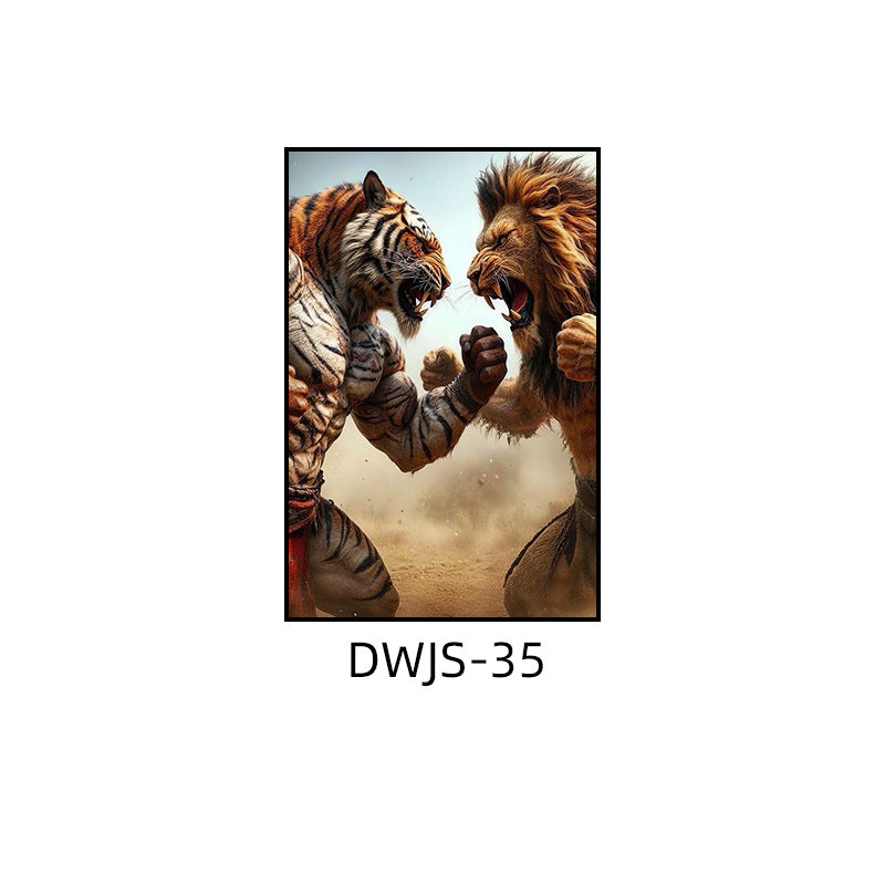 Gym decorative painting industrial style boxing hall hanging painting taekwondo martial arts hall fighting creative animal cartoon mural