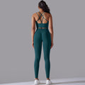 fashionnew arrival seamless knittingpure color beautiful back tight high waist yoga suit running fitness two-piece set