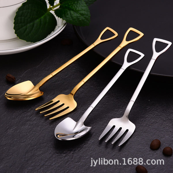Source manufacturer 304 stainless steel coffee spoon creative golden Christmas gift set stirred coffee spoon