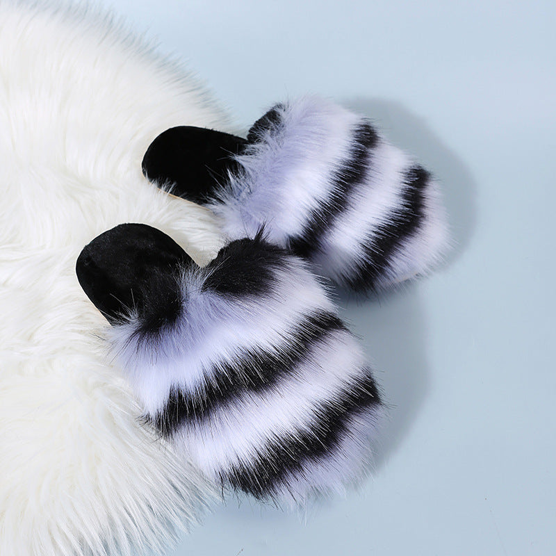 amazon baotou furry slippers for women fall and winterflats indoor and outdoor heattech slippers long wool cotton slippers for women